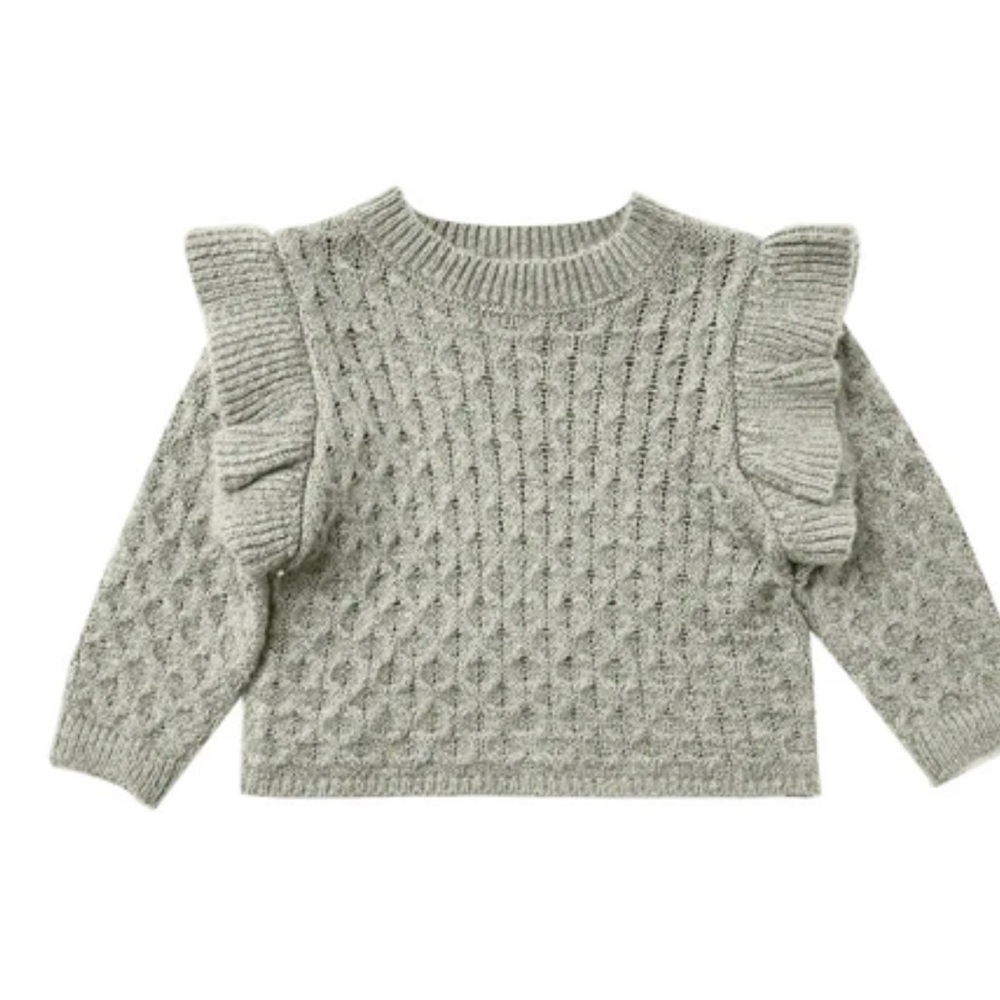 Rylee + Cru Kids Moss green Ruffle Sweater soft!!!!!